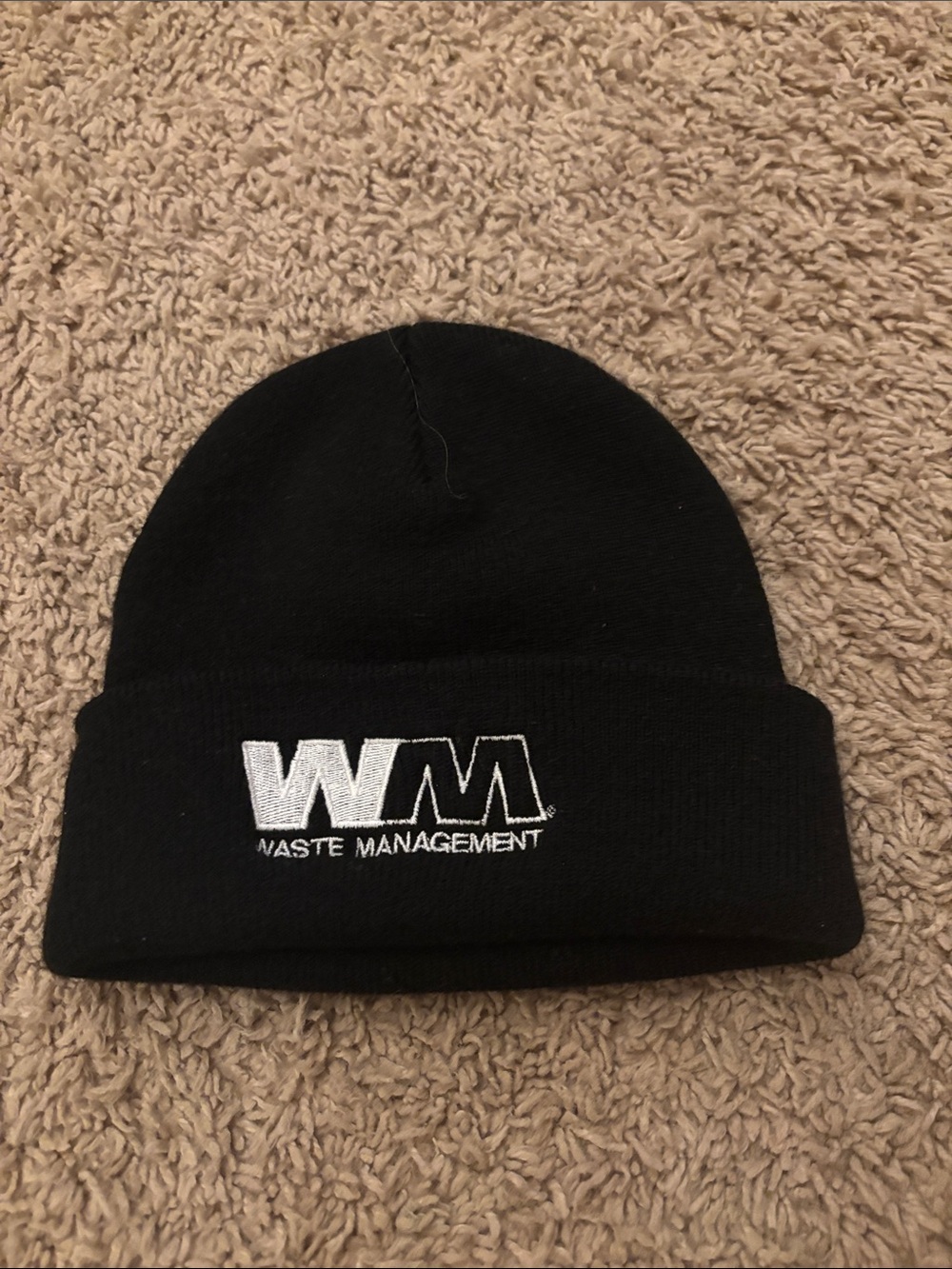 NWOT KIDS Black Beanie Hat with WM Logo from our trash man never worn